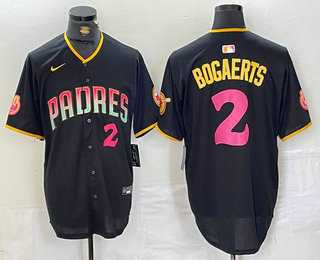 Mens San Diego Padres #2 Xander Bogaerts Black Player Number Fashion Baseball Jersey
